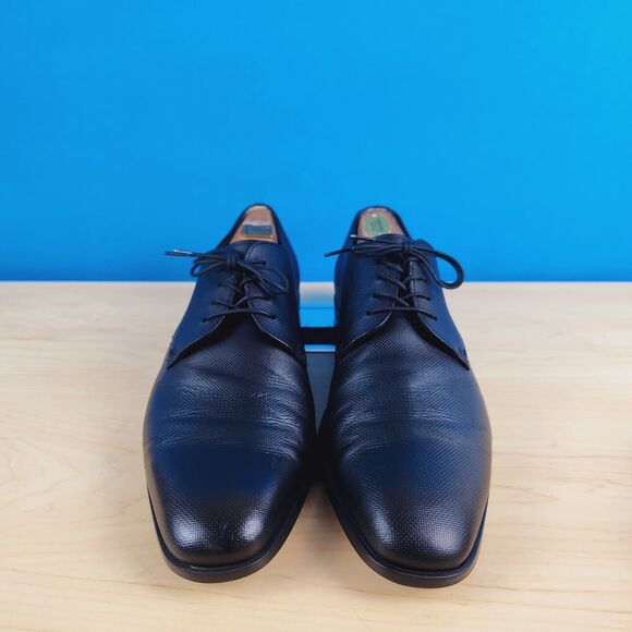 HUGO BOSS Kensington Mens‎ Size 6.5 Derby Shoes Black Embossed Leather formal main image 4